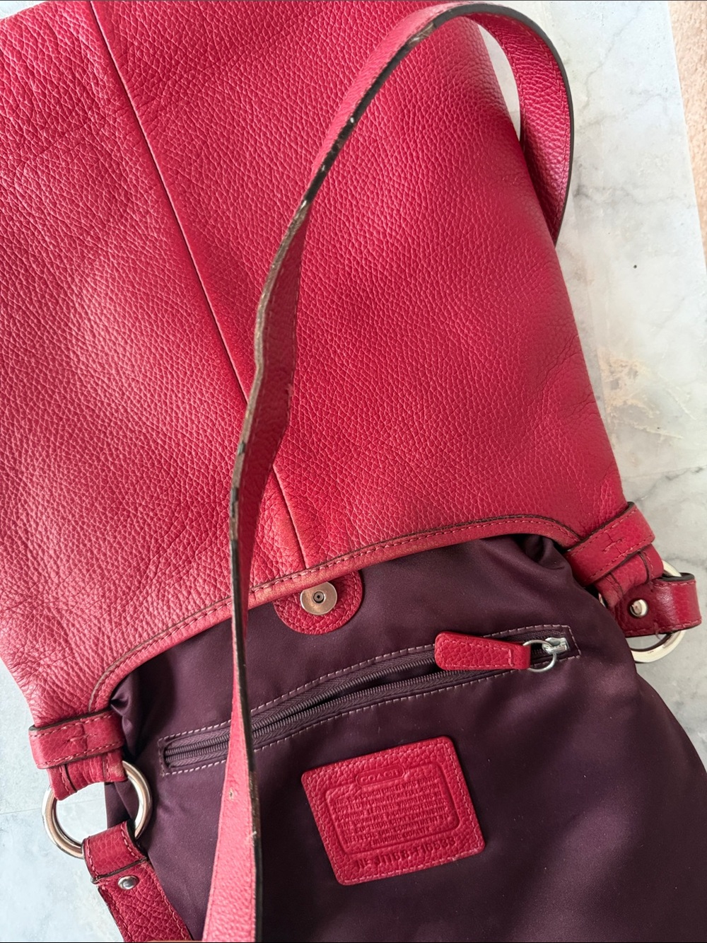 Coach Red Burgundy Leather Crossbody Bag - Picture 14 of 16